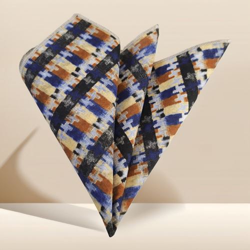 Navy Brown Ethnic Pocket Square
