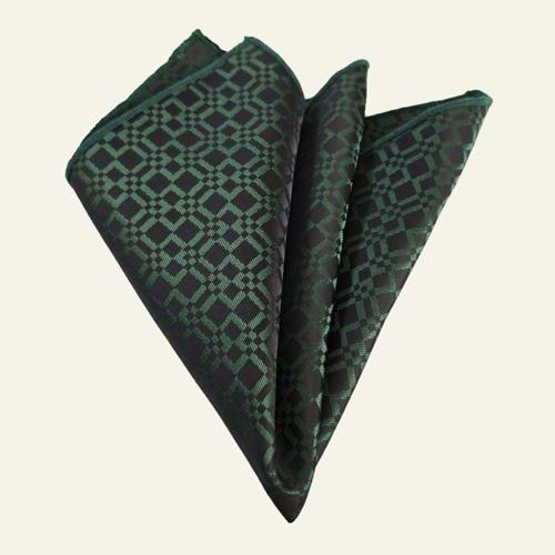 Black Green Squares Pocket Square