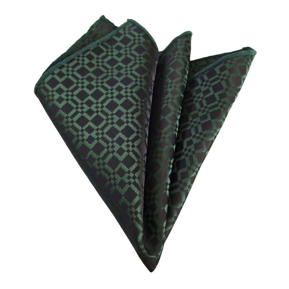 Black Green Squares Pocket Square