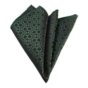 Black Green Squares Pocket Square