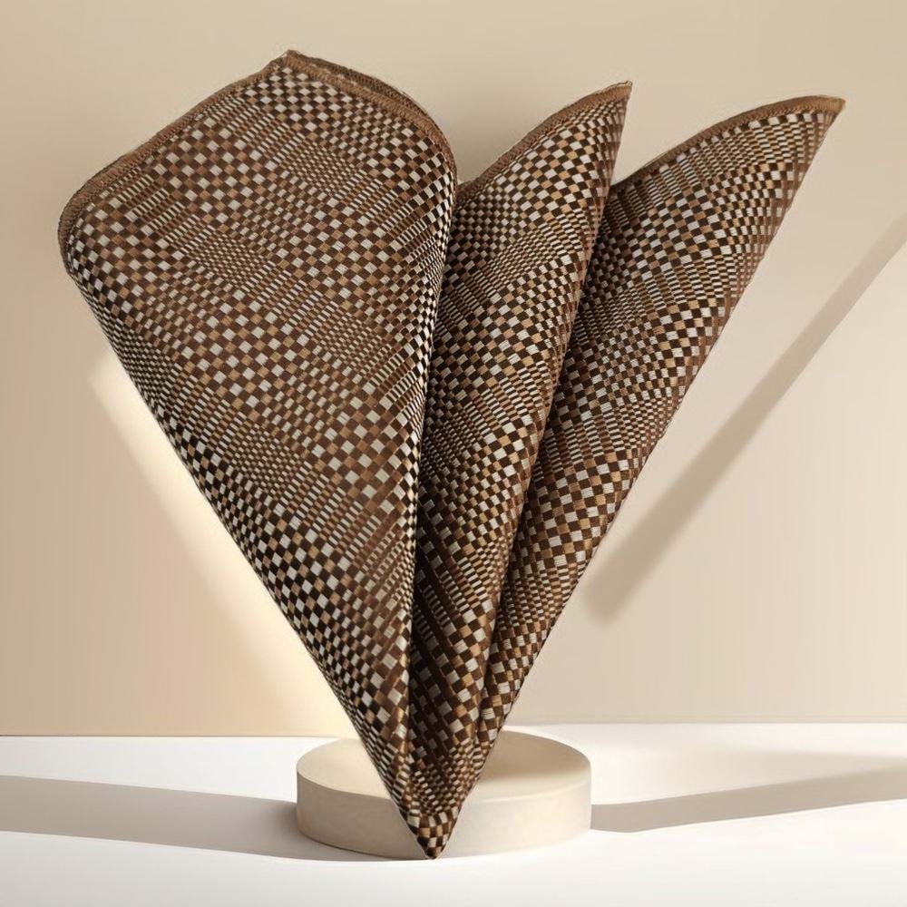 Cooper Brown Checkered Pocket Square