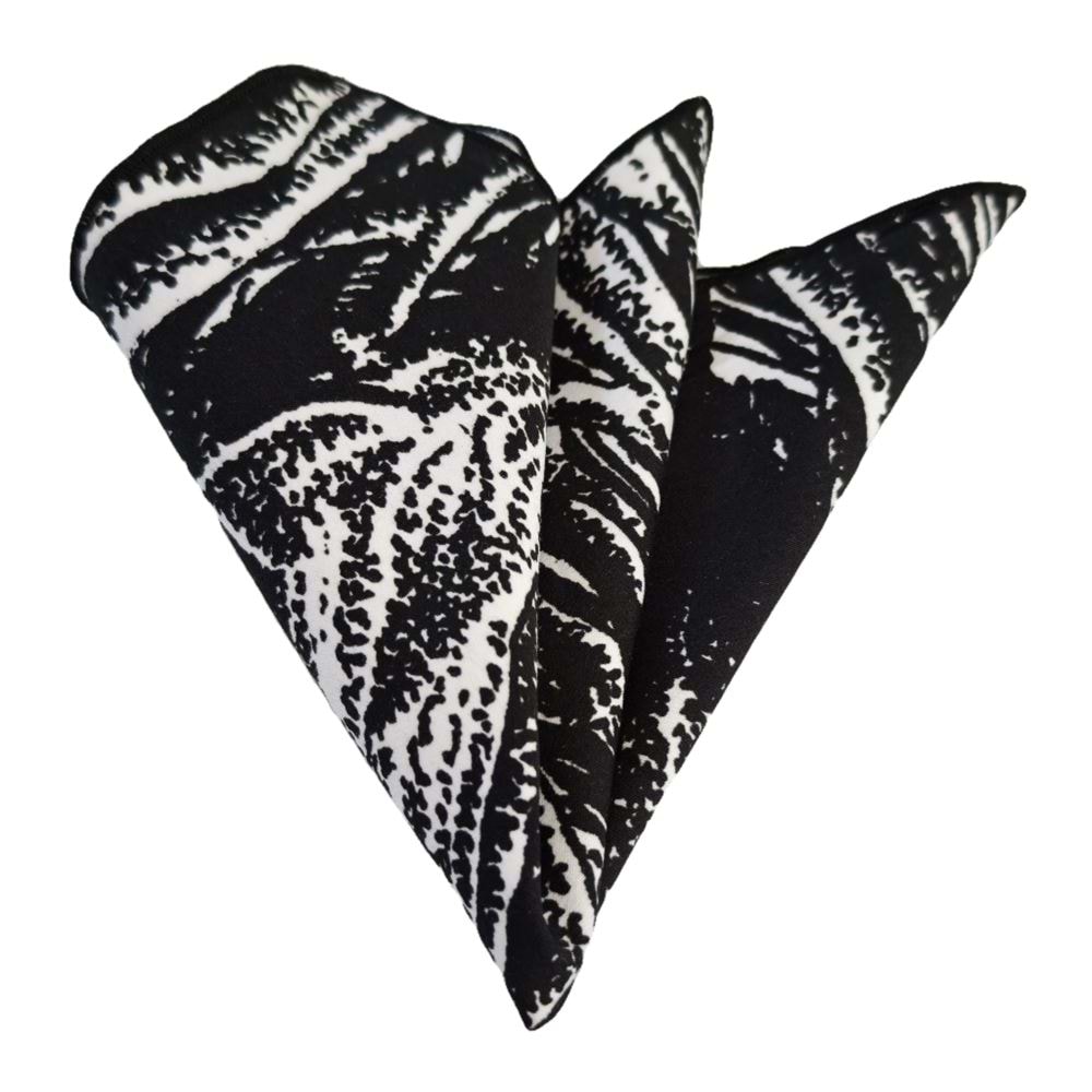 Black white Prined Pocket Square