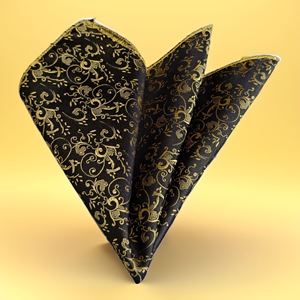 Black And Golden Paisley Pocket Square