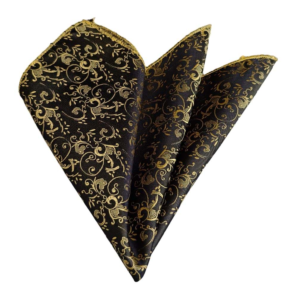 Black And Golden Paisley Pocket Square