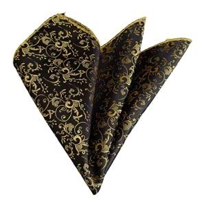 Black And Golden Paisley Pocket Square