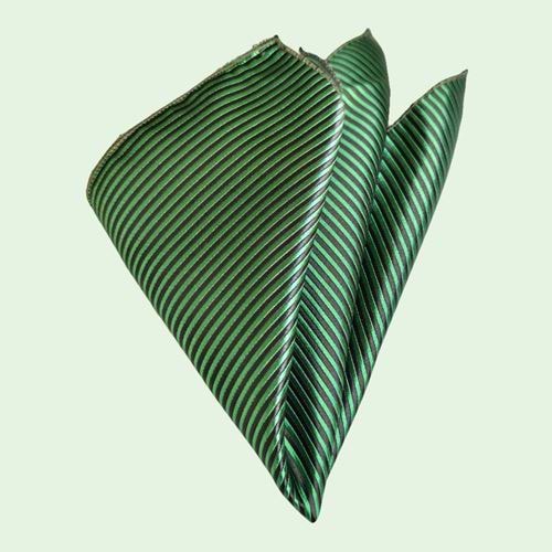 Green and Black Striped Pocket Square
