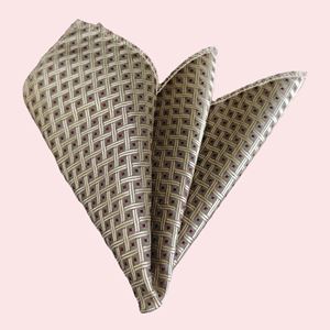 Beige Kintted and Red Polka Dot Pocket Square