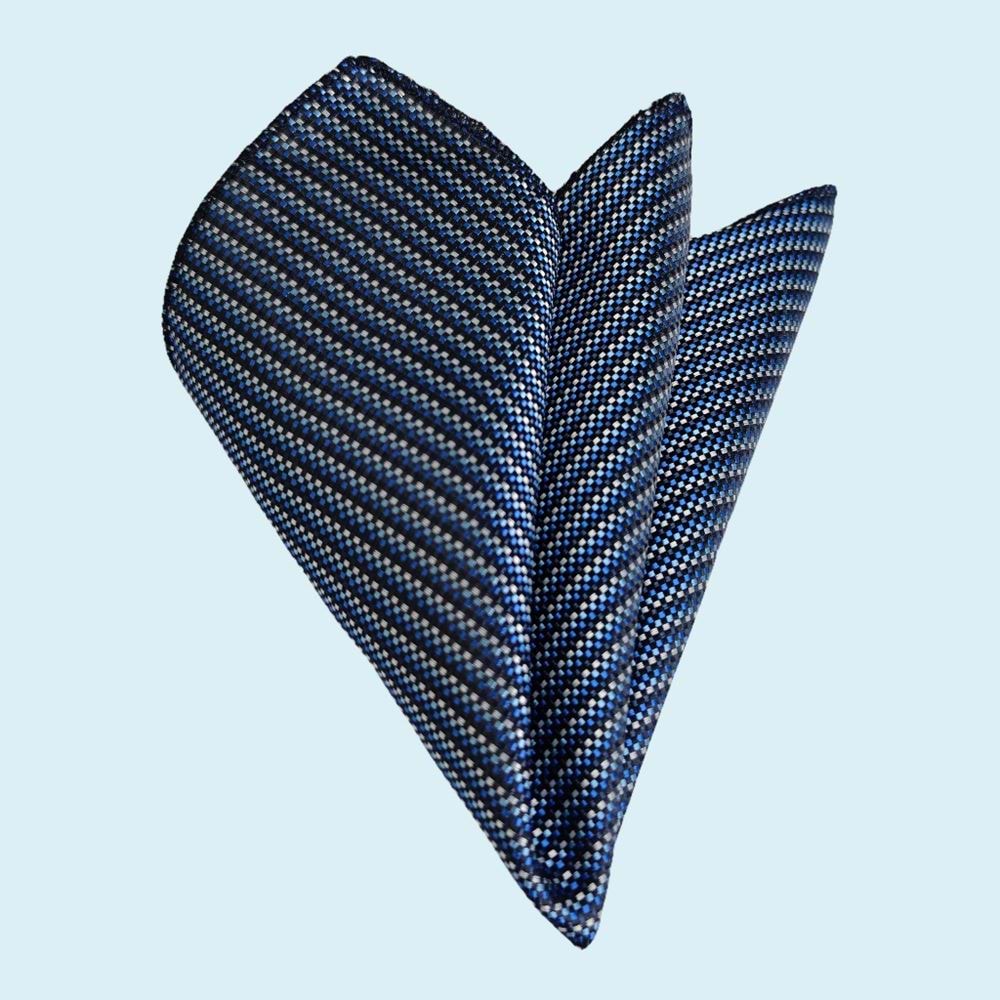 Blue White Navy Squares Pocket Square