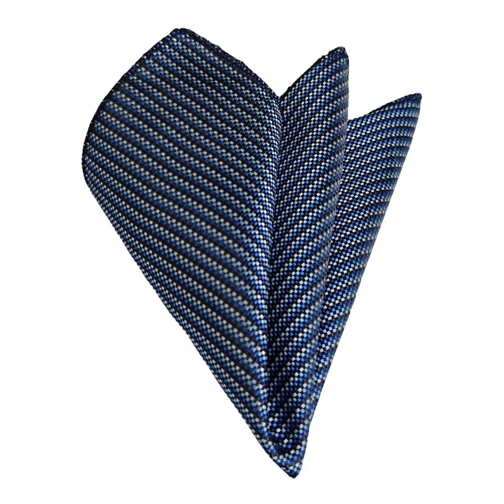 Blue White Navy Squares Pocket Square