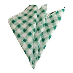Green White Plaid Pocket Square