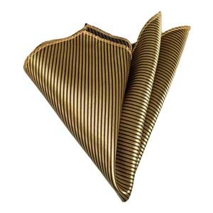 Golden Black Striped Pocket Square