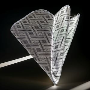 Gri and Silver Squares Pocket Square