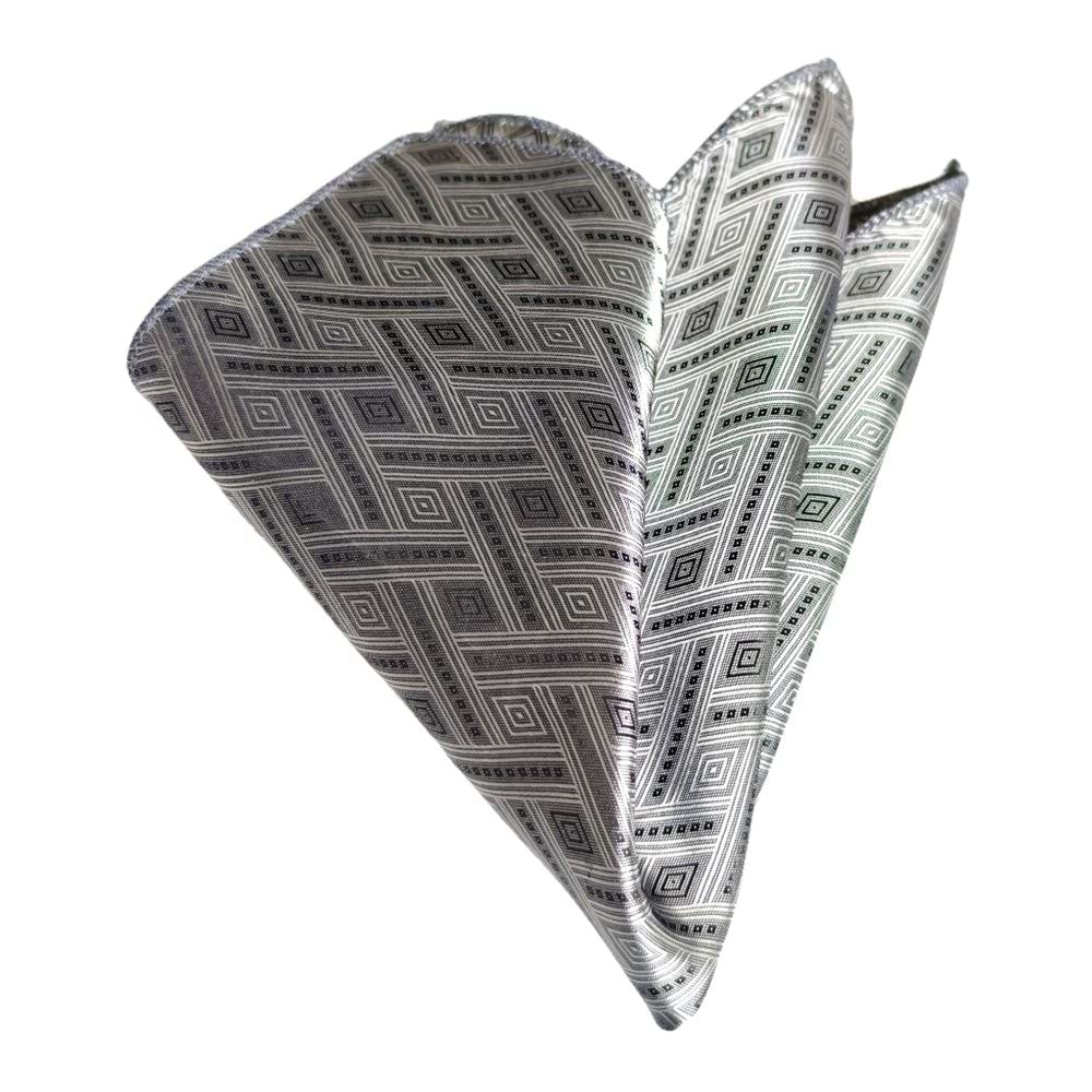 Gri and Silver Squares Pocket Square