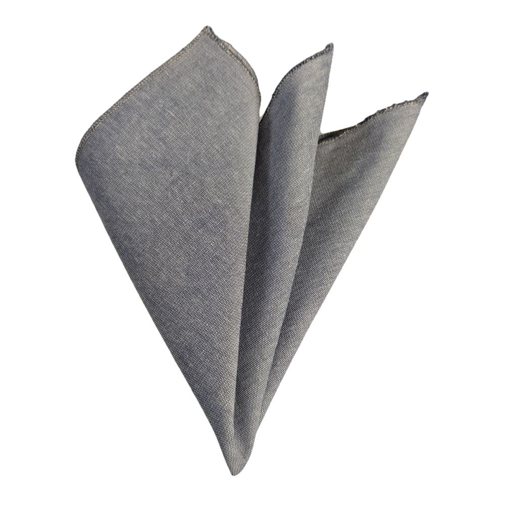 Gray Oxford Cotton Pocket Square