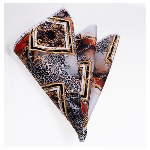 Red Gray Designer Pocket Square