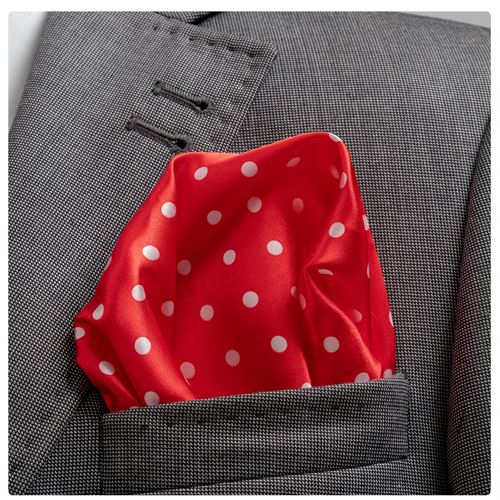 Red White Polka Dot Pocket Square