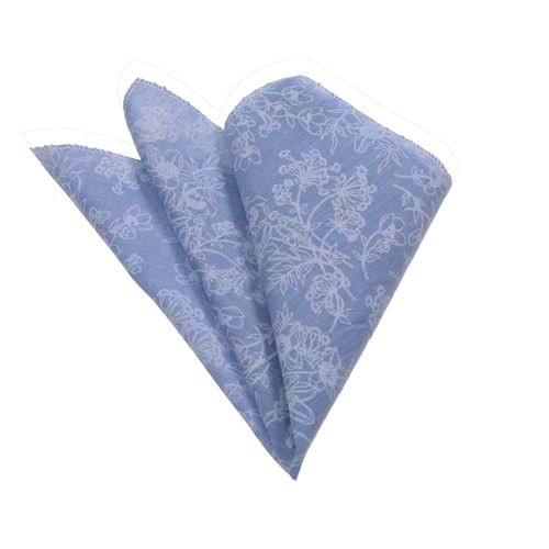 Mavi Kendinden Desenli Yaka Cep Mendili