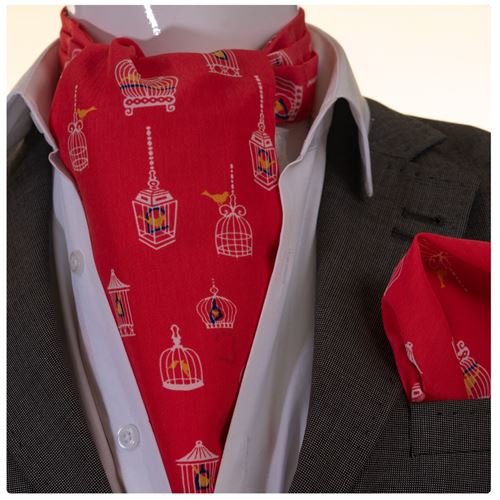 Golden Canary Printed on Pink Ascot Hanky Set