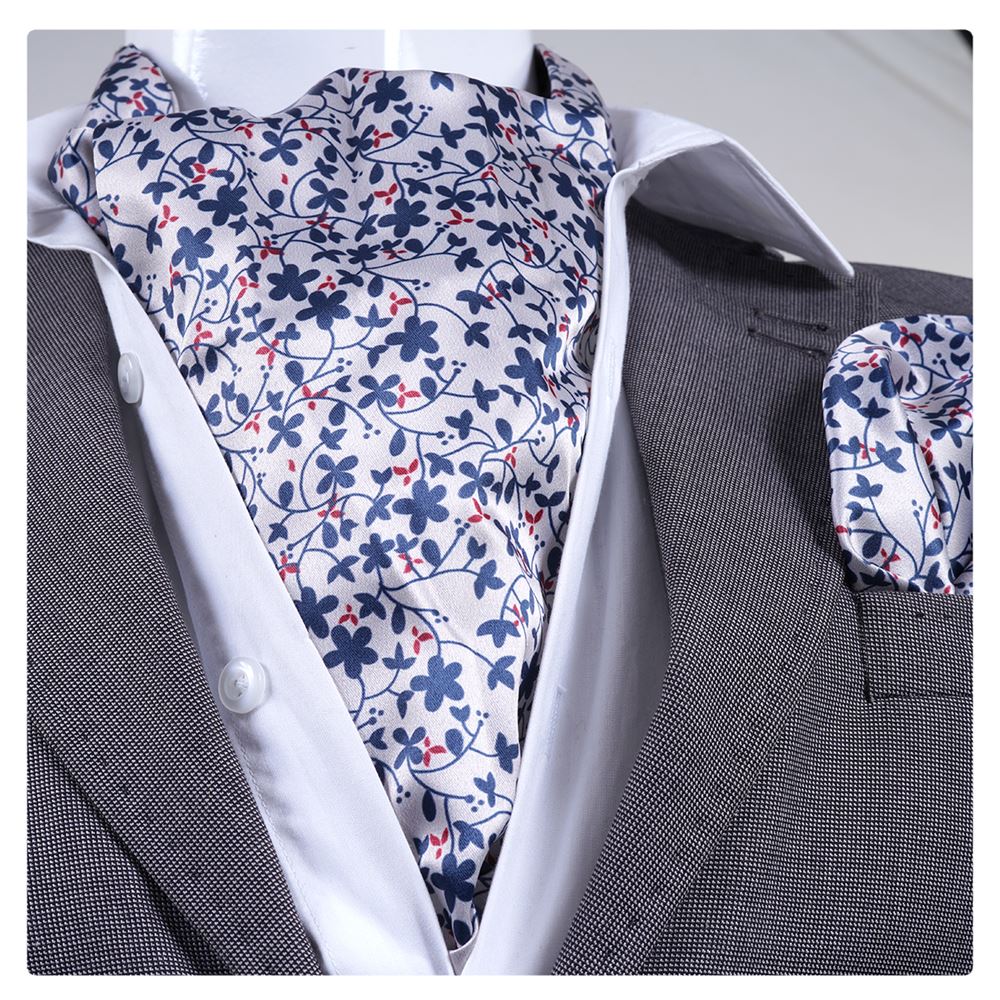 Begie Blue Floral Ascot Hanky Set