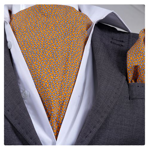 Yellow with White Flowers Ascot Hanky Set