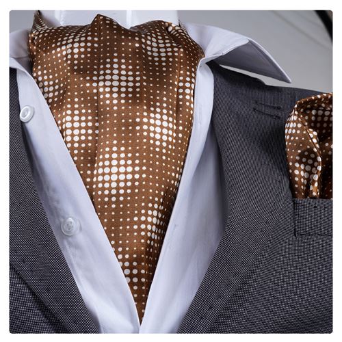 Brown Abstract Printed Ascot Hanky Set