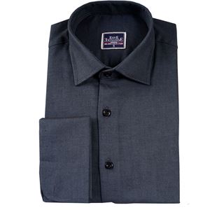 Petrol Blue Jacquad Cotton French Cuff Shirt