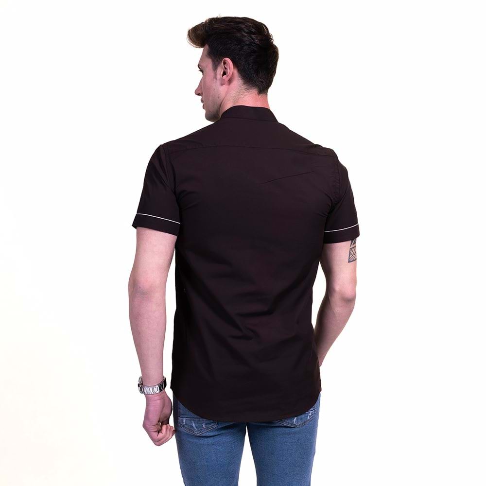Natural Linen Neckless Men's Mandarin Neck Shirt