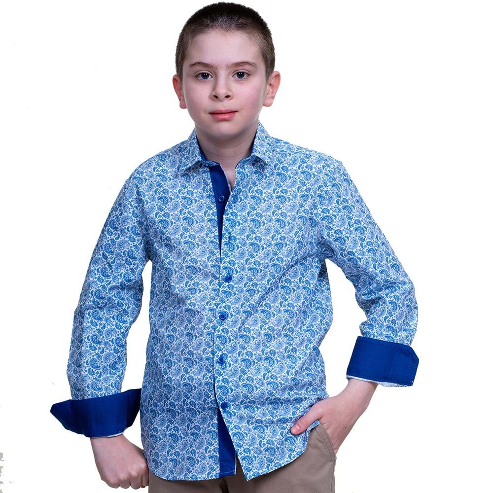 Blue Paisley Kids Dress Shirt