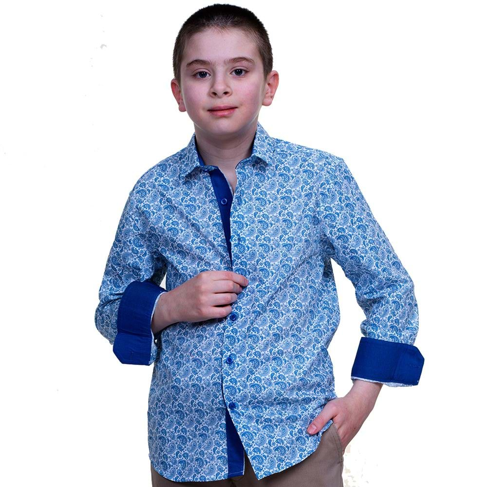 Blue Paisley Kids Dress Shirt