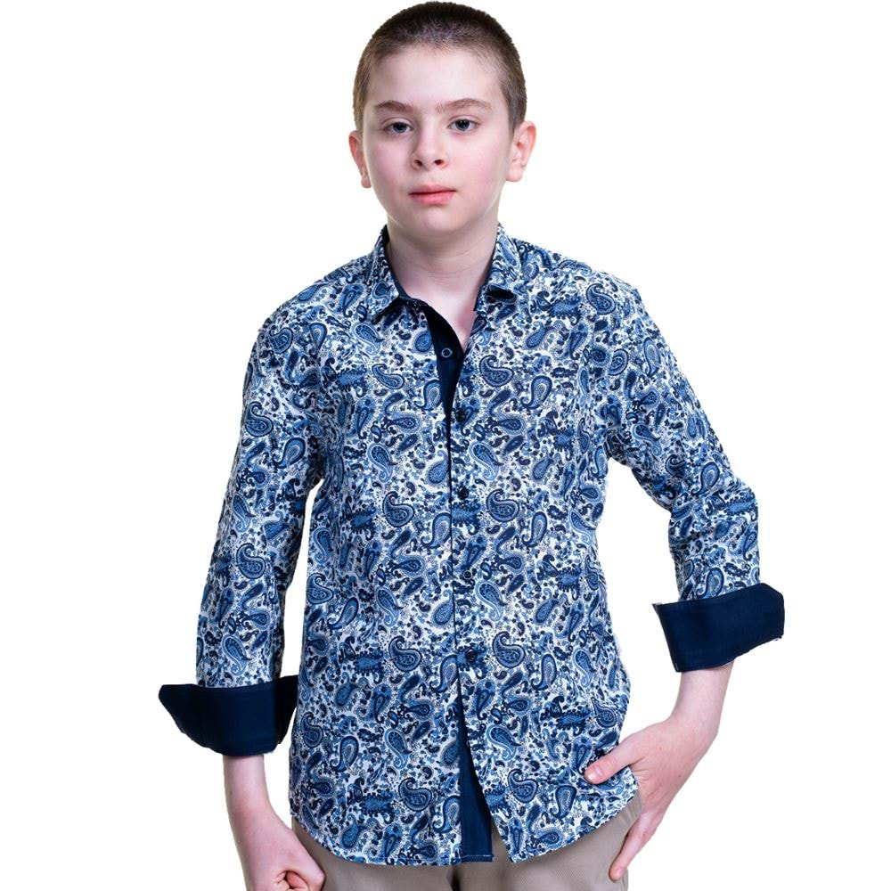 Blue Paisley Kids Dress Shirt