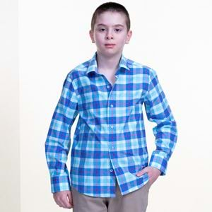 Blue Plaid Kids Dress Shirt