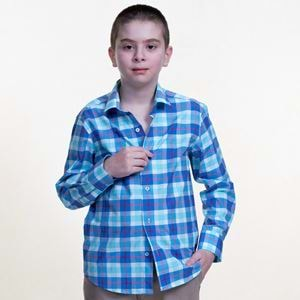 Blue Plaid Kids Dress Shirt