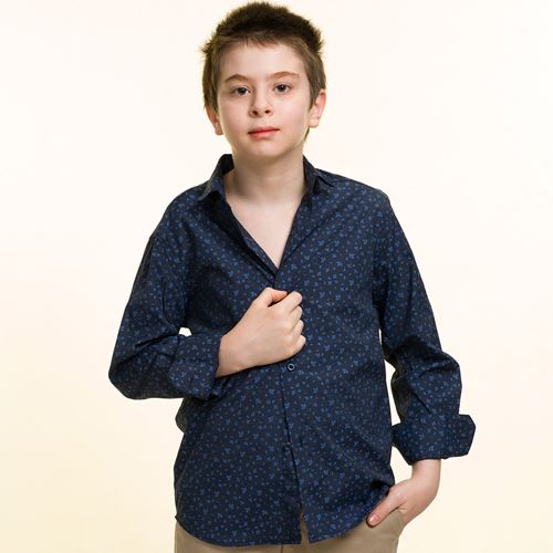 Navy Floral Kids Dress Shirt