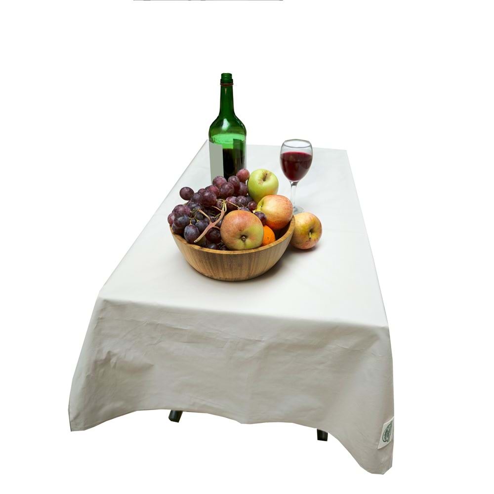 Beige Solid White Camper Table Cover