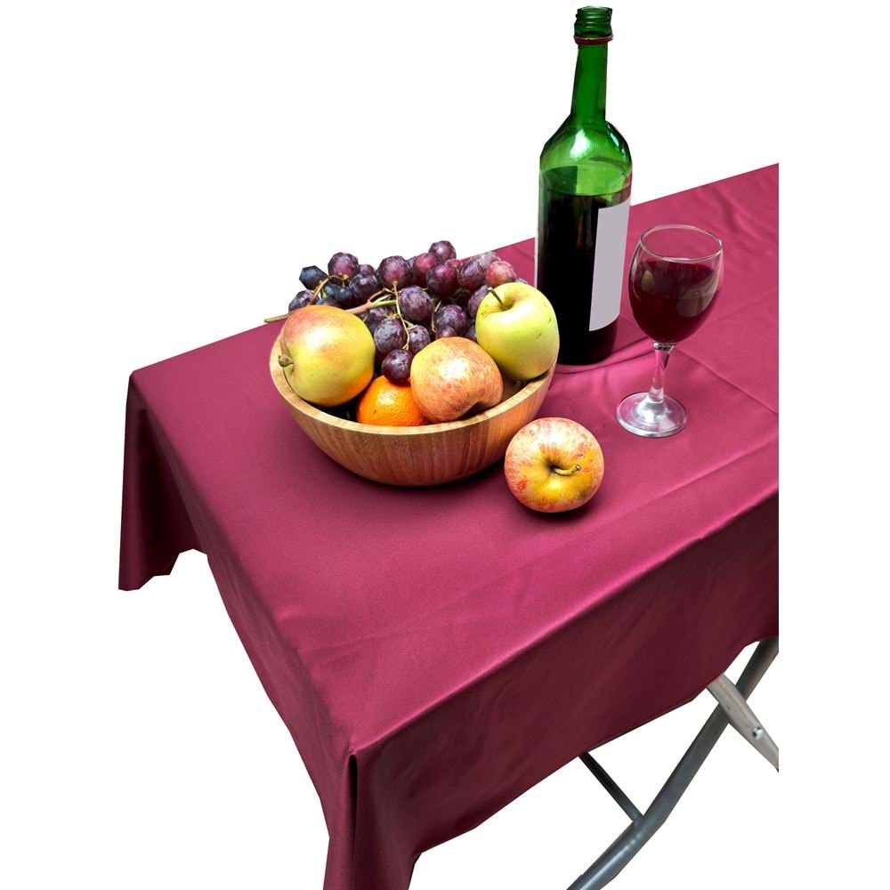 Burgundy Solid White Camper Table Cover