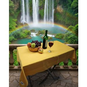 Yellow Solid White Camper Table Cover