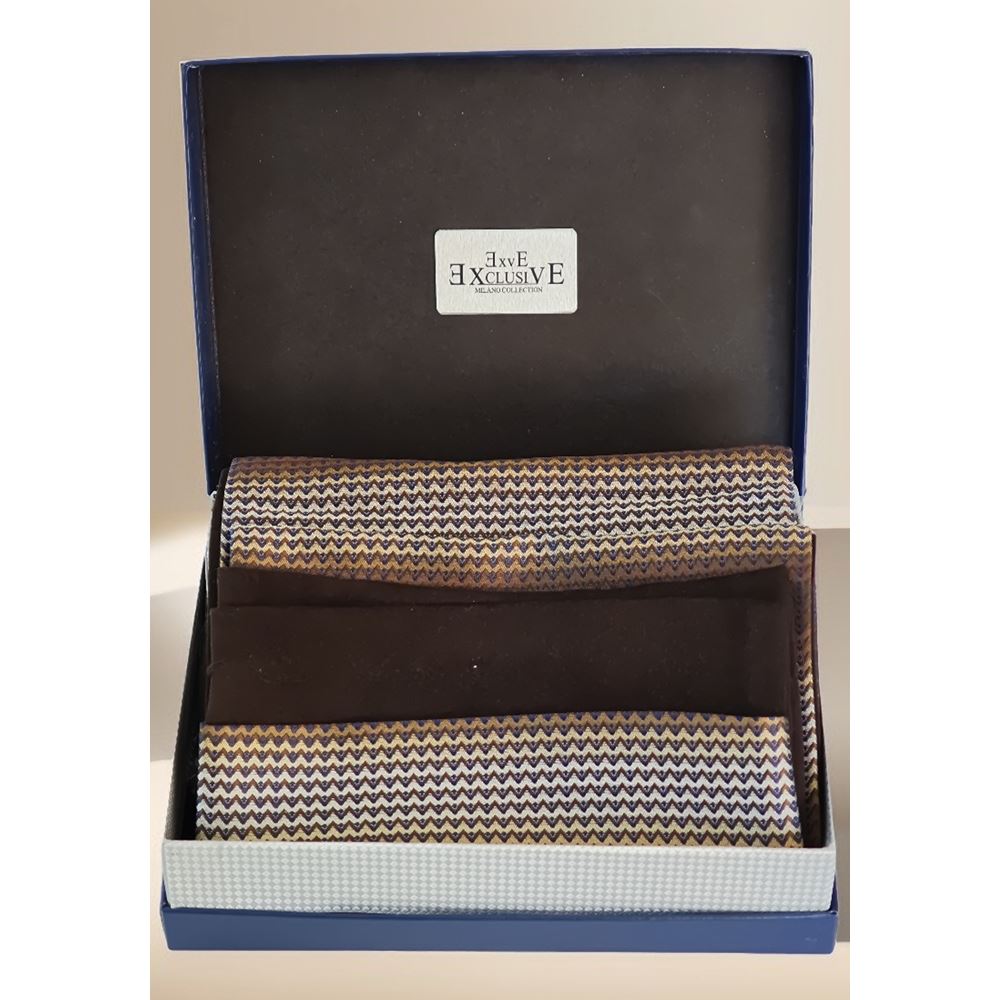 Brown Ethnic Mens Scarf with PU Leather Gift Box