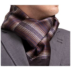 Brown Ethnic Mens Scarf with PU Leather Gift Box