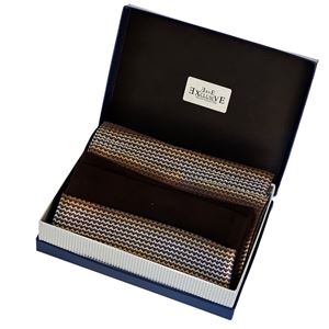 Brown Ethnic Mens Scarf with PU Leather Gift Box