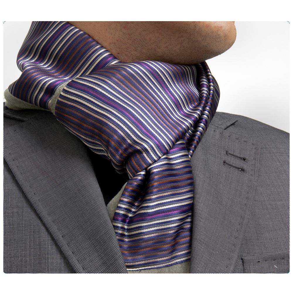 Lilac Coffee Beige Mens Scarf with PU Leather Gift Box