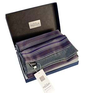 Lilac Coffee Beige Mens Scarf with PU Leather Gift Box