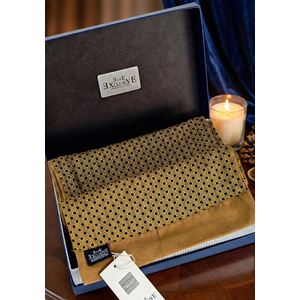 Mustard Honeycomb Mens Scarf with PU Leather Gift Box