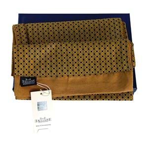 Mustard Honeycomb Mens Scarf with PU Leather Gift Box