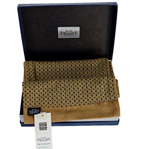 Mustard Honeycomb Mens Scarf with PU Leather Gift Box