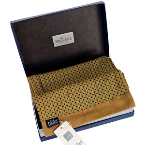 Mustard Honeycomb Mens Scarf with PU Leather Gift Box