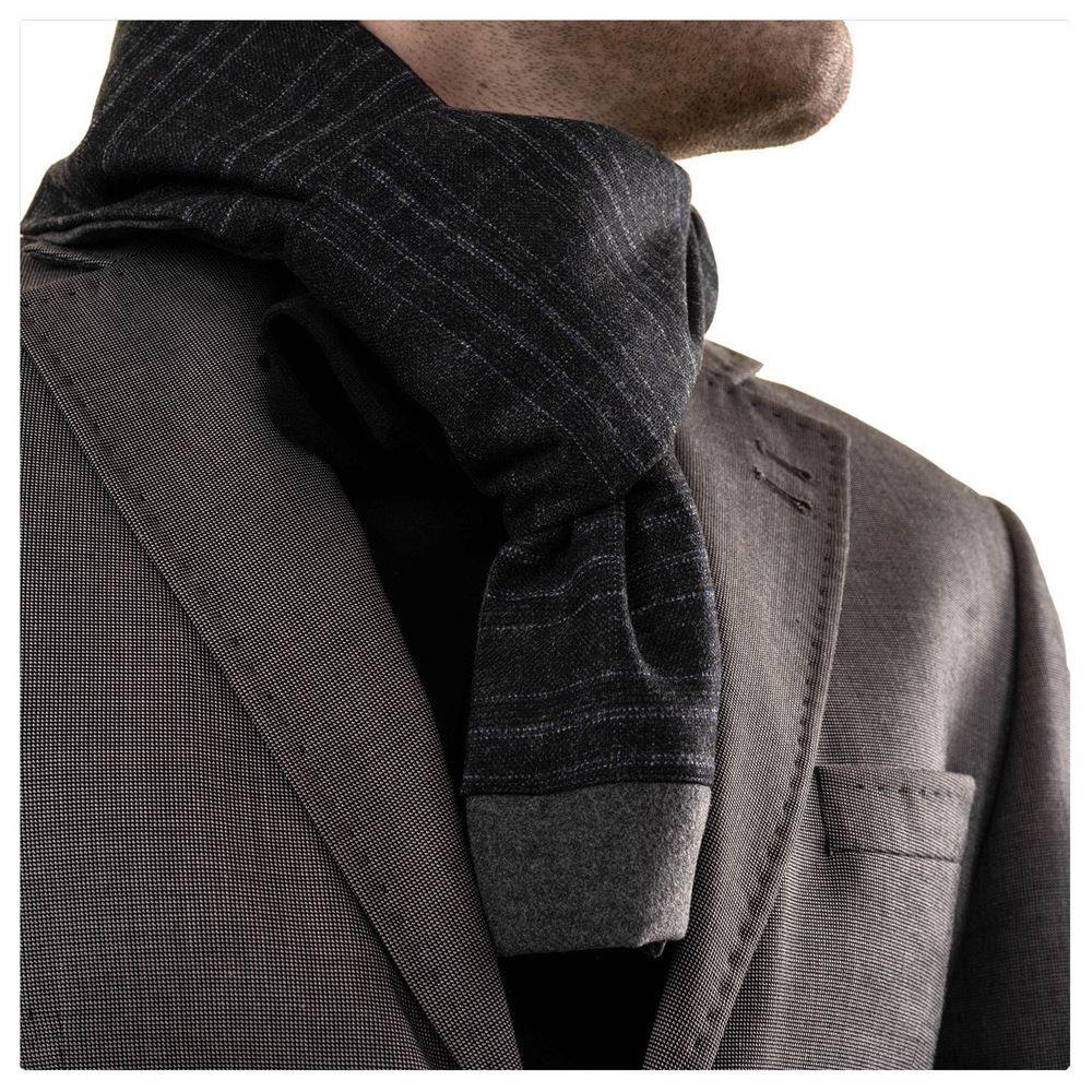 Smoke Green Designer Wool Mens Scarf with PU Leather Gift Box