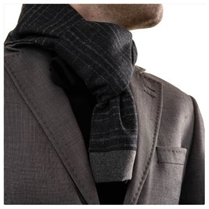 Smoke Green Designer Wool Mens Scarf with PU Leather Gift Box