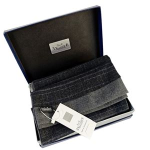 Smoke Green Designer Wool Mens Scarf with PU Leather Gift Box