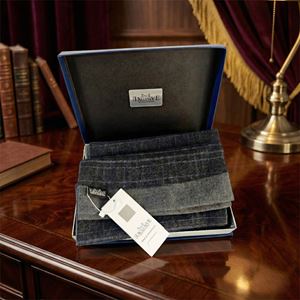 Smoke Green Designer Wool Mens Scarf with PU Leather Gift Box