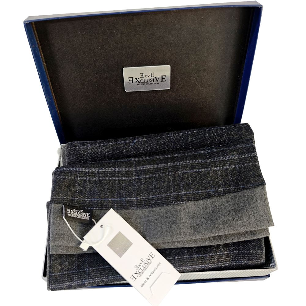 Smoke Green Designer Wool Mens Scarf with PU Leather Gift Box